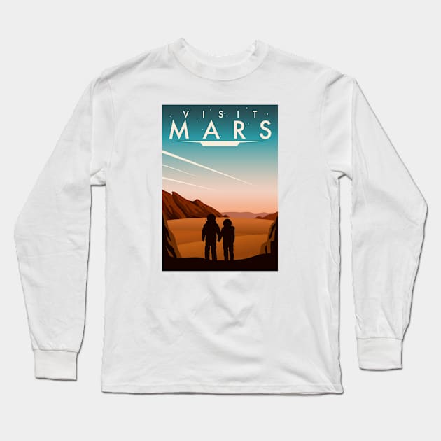 Visit Mars | Futuristic Tourism Poster Long Sleeve T-Shirt by SLAG_Creative